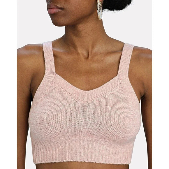 SABLYN Joyce Cashmere Ribbed Knit Top in Peony Pink XSmall New Mélange bralette - Picture 1 of 13